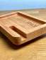 Preview: Catchalltray "HOME" with smartphone dock made of cherry wood with personal coordinate engraving